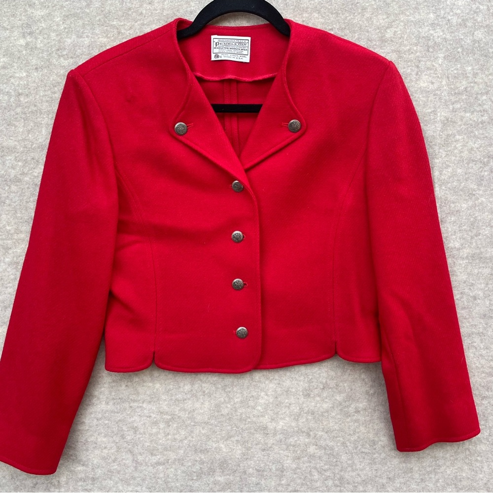 Pendleton vintage 100% wool Red Blazer women’s sz 6 Suit Jacket office evening